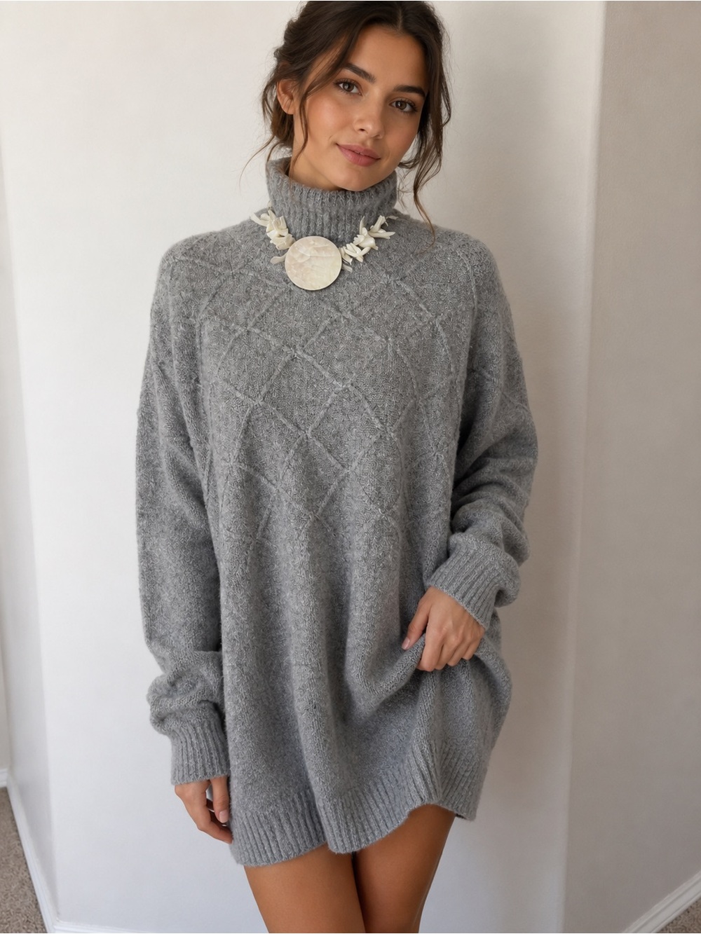 Free people turtleneck babydoll sweater dress